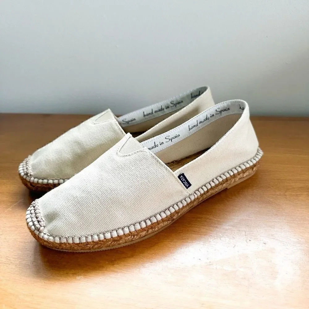 Viscata Barcelona Barceloneta Canvas Cream/Off White Espadrille Closer Toe Flat